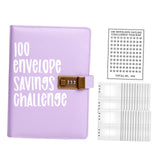 Maxbell Envelope Challenge Binder Budget Book for Budgeting Challenging Saving Money Purple