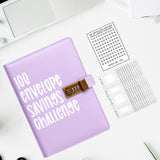Maxbell Envelope Challenge Binder Budget Book for Budgeting Challenging Saving Money Purple