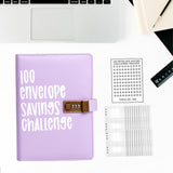 Maxbell Envelope Challenge Binder Budget Book for Budgeting Challenging Saving Money Purple