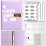 Maxbell Envelope Challenge Binder Budget Book for Budgeting Challenging Saving Money Purple