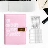Maxbell Envelope Challenge Binder Budget Book for Budgeting Challenging Saving Money Pink