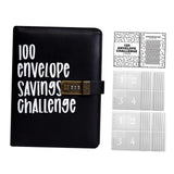 Maxbell Envelope Challenge Binder Creative PU Leather Stuffing Envelopes Binder Black