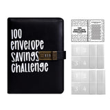 Maxbell Envelope Challenge Binder Creative PU Leather Stuffing Envelopes Binder Black