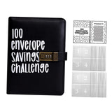 Maxbell Envelope Challenge Binder Creative PU Leather Stuffing Envelopes Binder Black