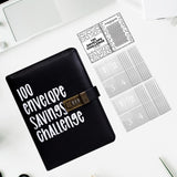 Maxbell Envelope Challenge Binder Creative PU Leather Stuffing Envelopes Binder Black