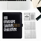 Maxbell Envelope Challenge Binder Creative PU Leather Stuffing Envelopes Binder Black