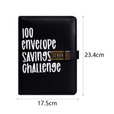 Maxbell Envelope Challenge Binder Creative PU Leather Stuffing Envelopes Binder Black