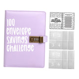 Maxbell Envelope Challenge Binder Creative PU Leather Stuffing Envelopes Binder Purple