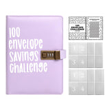 Maxbell Envelope Challenge Binder Creative PU Leather Stuffing Envelopes Binder Purple