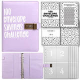Maxbell Envelope Challenge Binder Creative PU Leather Stuffing Envelopes Binder Purple