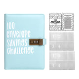 Maxbell Envelope Challenge Binder Creative PU Leather Stuffing Envelopes Binder Light Blue