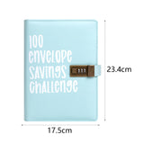 Maxbell Envelope Challenge Binder Creative PU Leather Stuffing Envelopes Binder Light Blue