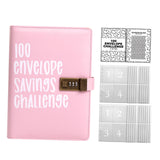 Maxbell Envelope Challenge Binder Creative PU Leather Stuffing Envelopes Binder Pink