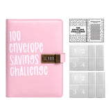 Maxbell Envelope Challenge Binder Creative PU Leather Stuffing Envelopes Binder Pink