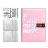Maxbell Envelope Challenge Binder Creative PU Leather Stuffing Envelopes Binder Pink