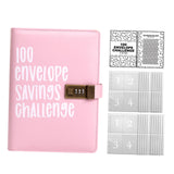 Maxbell Envelope Challenge Binder Creative PU Leather Stuffing Envelopes Binder Pink