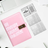 Maxbell Envelope Challenge Binder Creative PU Leather Stuffing Envelopes Binder Pink