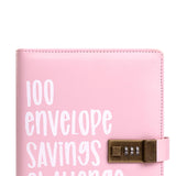 Maxbell Envelope Challenge Binder Creative PU Leather Stuffing Envelopes Binder Pink