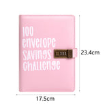 Maxbell Envelope Challenge Binder Creative PU Leather Stuffing Envelopes Binder Pink
