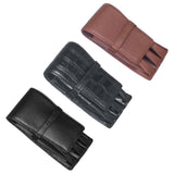 Maxbell Leather Pen Case 3 Slots with Divider Slot Pen Pouch for University Black