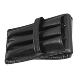 Maxbell Leather Pen Case 3 Slots with Divider Slot Pen Pouch for University Black