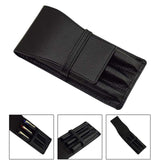 Maxbell Leather Pen Case 3 Slots with Divider Slot Pen Pouch for University Black