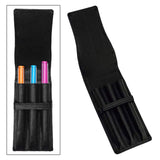 Maxbell Leather Pen Case 3 Slots with Divider Slot Pen Pouch for University Black