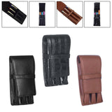 Maxbell Leather Pen Case 3 Slots with Divider Slot Pen Pouch for University Black