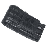 Maxbell Leather Pen Case 3 Slots with Divider Slot Pen Pouch for University Black pattern
