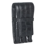 Maxbell Leather Pen Case 3 Slots with Divider Slot Pen Pouch for University Black pattern
