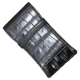 Maxbell Leather Pen Case 3 Slots with Divider Slot Pen Pouch for University Black pattern