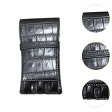 Maxbell Leather Pen Case 3 Slots with Divider Slot Pen Pouch for University Black pattern
