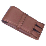 Maxbell Leather Pen Case 3 Slots with Divider Slot Pen Pouch for University Coffee