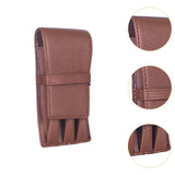Maxbell Leather Pen Case 3 Slots with Divider Slot Pen Pouch for University Coffee