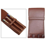 Maxbell Leather Pen Case 3 Slots with Divider Slot Pen Pouch for University Coffee