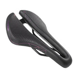 Maxbell Bicycle Saddle Waterproof Hollow Sturdy Bicycle Seat for Exercise Bike Women Black and Purple