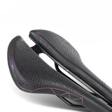 Maxbell Bicycle Saddle Waterproof Hollow Sturdy Bicycle Seat for Exercise Bike Women Black and Purple