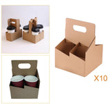 Maxbell 10x 4 Cup Drink Carrier to Go Coffee Cup Holder for Iced Coffee Drinks Juice 16cmx18cmx24cm