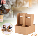 Maxbell 10x 4 Cup Drink Carrier to Go Coffee Cup Holder for Iced Coffee Drinks Juice 16cmx17.5cmx23cm