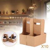 Maxbell 10x 4 Cup Drink Carrier to Go Coffee Cup Holder for Iced Coffee Drinks Juice 16cmx17.5cmx23cm