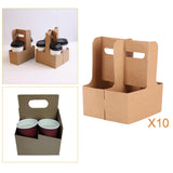 Maxbell 10x 4 Cup Drink Carrier to Go Coffee Cup Holder for Iced Coffee Drinks Juice 16cmx17.5cmx23cm