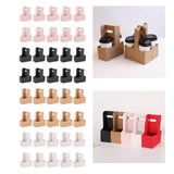 Maxbell 10 Pieces Drink Carrier with Handle Foldable for Bubble Tea Juice Milkshakes Pink
