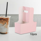 Maxbell 10 Pieces Drink Carrier with Handle Foldable for Bubble Tea Juice Milkshakes Pink