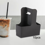 Maxbell 10 Pieces Drink Carrier with Handle Foldable for Bubble Tea Juice Milkshakes Black