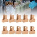 Maxbell 10 Pieces Drink Carrier with Handle Foldable for Bubble Tea Juice Milkshakes Brown