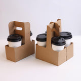 Maxbell 10 Pieces Drink Carrier with Handle Foldable for Bubble Tea Juice Milkshakes Brown