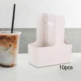 Maxbell 10 Pieces Drink Carrier with Handle Foldable for Bubble Tea Juice Milkshakes White