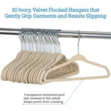 Maxbell 30Pcs Baby Clothes Hangers Coats Organization Flocked Velvet Clothes Hangers beige