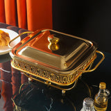 Maxbell 1.8L Buffet Server Warming Tray with Lid Sturdy for Parties Buffet Food Tray Golden