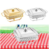 Maxbell 1.8L Buffet Server Warming Tray with Lid Sturdy for Parties Buffet Food Tray Golden